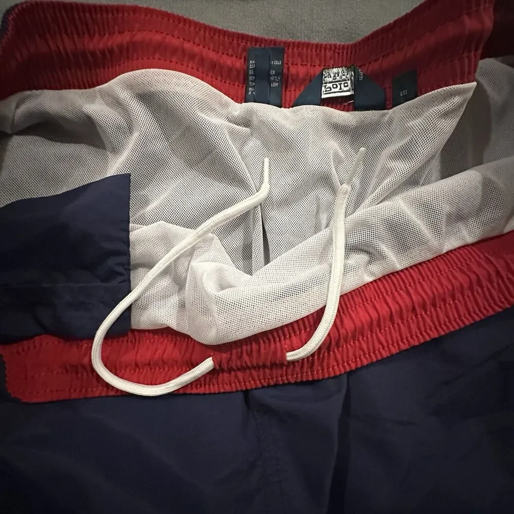 Vintage 90s Polo Ralph Lauren Board Shorts Mens 3XB Big Swim Trunks Navy Beach